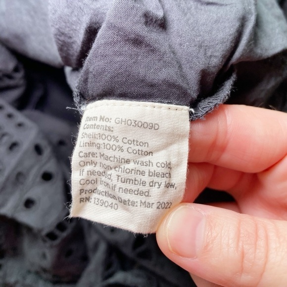 Good Hart Black Cotton Sleeveless Midi Dress with Eyelet Detail on Bottom - Picture 9 of 14